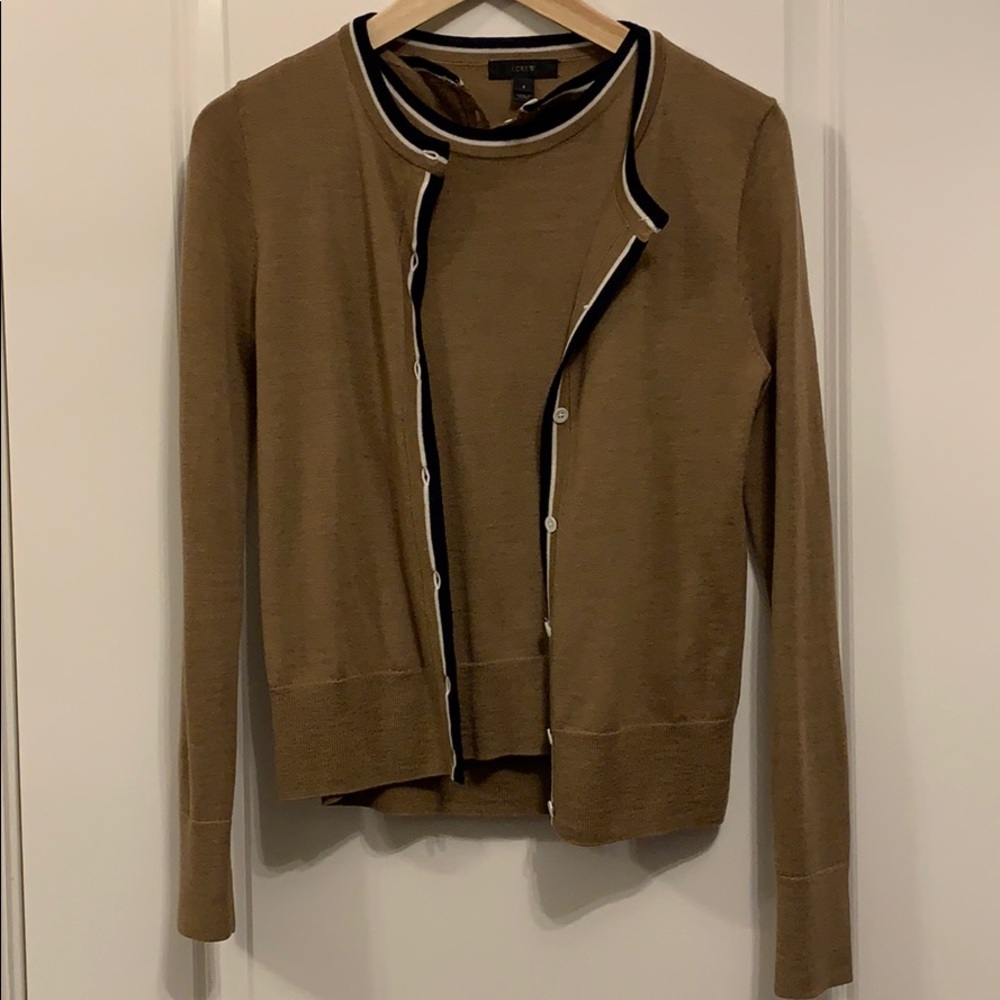 JCrew merino wool cardigan and shell